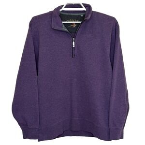Orvis 1/4 Zip Pullover Sweater Mens Size Medium Purple Long Sleeve Collar Cotton